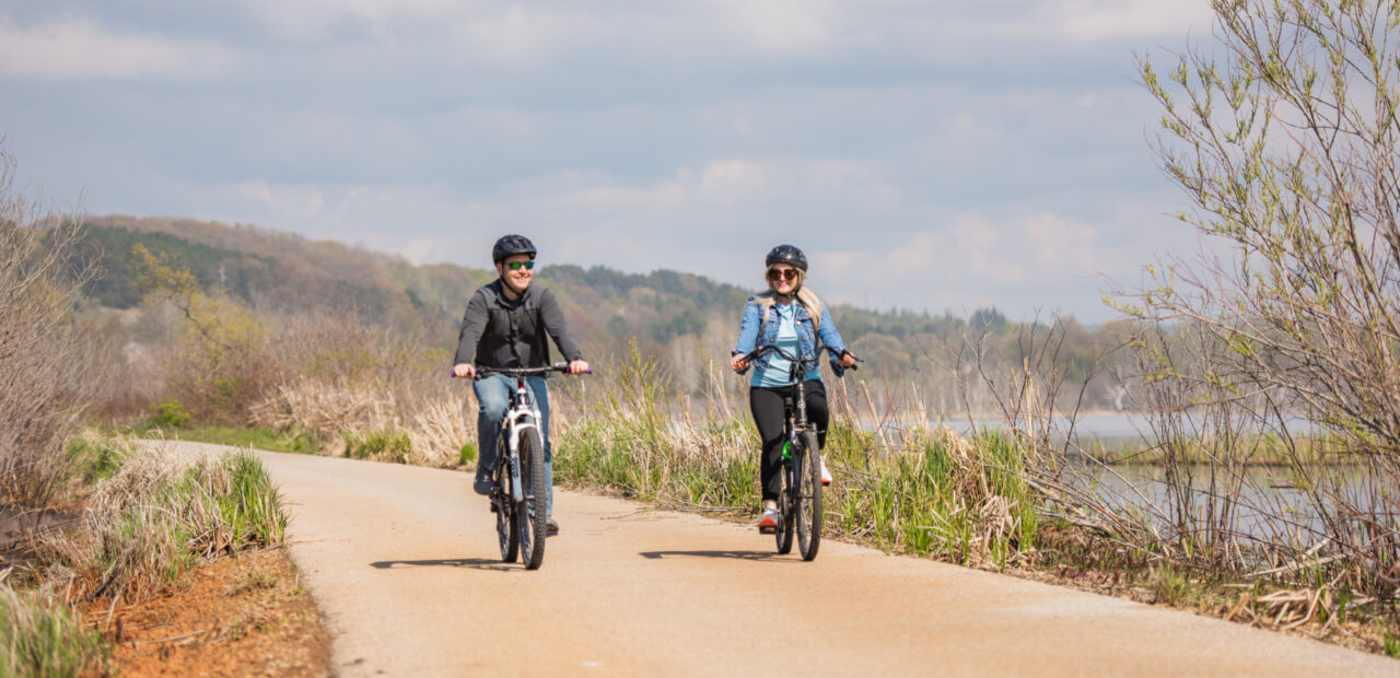 Couple biking
