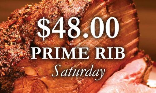 graphic that says $48 prime rib saturday